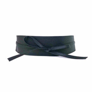 Classy Women Waist Belt Stretch Buckle Bow Wide PU Leather Elastic Slimming Lace Up Waistband Corset  Tie Belt