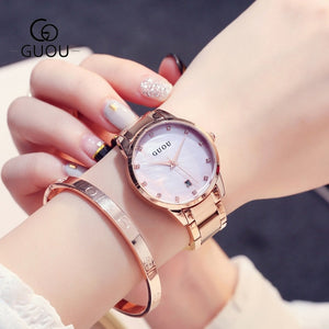 Relogio Feminino Fashion Women Quartz Date Watches Women Rose Gold Watch Casual Stainless Steel Dress Wristwatch zegarki damskie