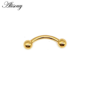 Alisouy 2Pcs Stainless Steel Curved Eyebrow Nose Lip Earrings Nipple Piercings Punk Unisex Body Piercing septum sieraden