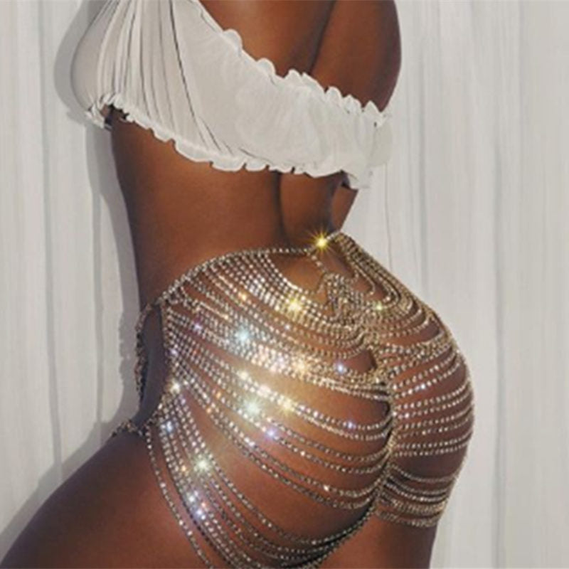 Luxury Multi-layer Rhinestone Belly Waist Chain Jewelry for Women Night Club Crystal Body Chain Jewelry Butt Chain Accessories