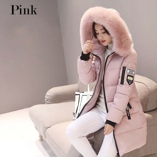 2019 New Parka Womens Winter Coats Womans Long Cotton Casual Fur Hooded Jackets Warm Parkas Female Overcoat Coat Free shipping