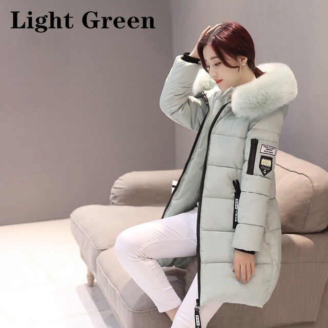 2019 New Parka Womens Winter Coats Womans Long Cotton Casual Fur Hooded Jackets Warm Parkas Female Overcoat Coat Free shipping