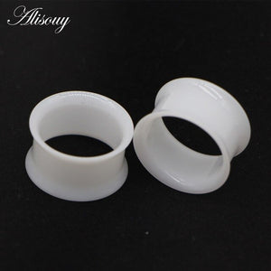 2pcs White Black Transparent Acrylic Ear Tunnel Plug Ear Gauges Piercing Double Curved Saddle Expander Stretcher Body Jewelry