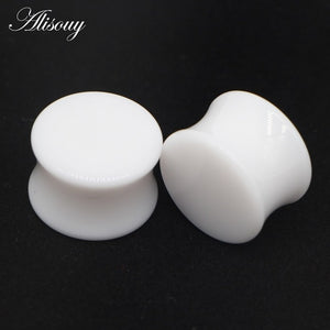 2pcs White Black Transparent Acrylic Ear Tunnel Plug Ear Gauges Piercing Double Curved Saddle Expander Stretcher Body Jewelry