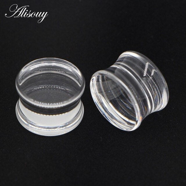 2pcs White Black Transparent Acrylic Ear Tunnel Plug Ear Gauges Piercing Double Curved Saddle Expander Stretcher Body Jewelry