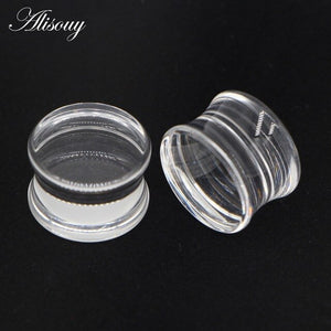 2pcs White Black Transparent Acrylic Ear Tunnel Plug Ear Gauges Piercing Double Curved Saddle Expander Stretcher Body Jewelry
