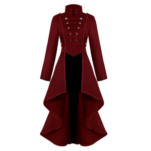 Cosplay Jacket Women Gothic Steampunk Overcoat Button Lace Corset Halloween Costume Coat Tailcoat Jacket #Zer