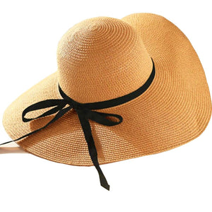 Summer Fashion Floppy Straw HatsSun Hats For Women UV Protection Casual Vacation Travel Wide Brimmed Sun Hats Foldable Beach Hat