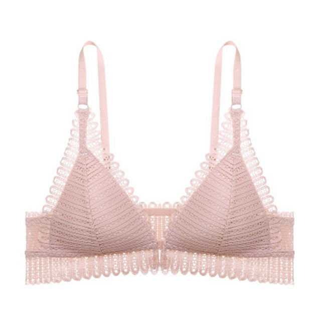 New Fashion Sexy Lace Wireless Bras For Women Lingerie Front Closure Wire Free Push Up Bra Seamless Breathable Backless Bralette