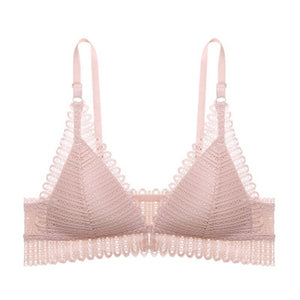New Fashion Sexy Lace Wireless Bras For Women Lingerie Front Closure Wire Free Push Up Bra Seamless Breathable Backless Bralette