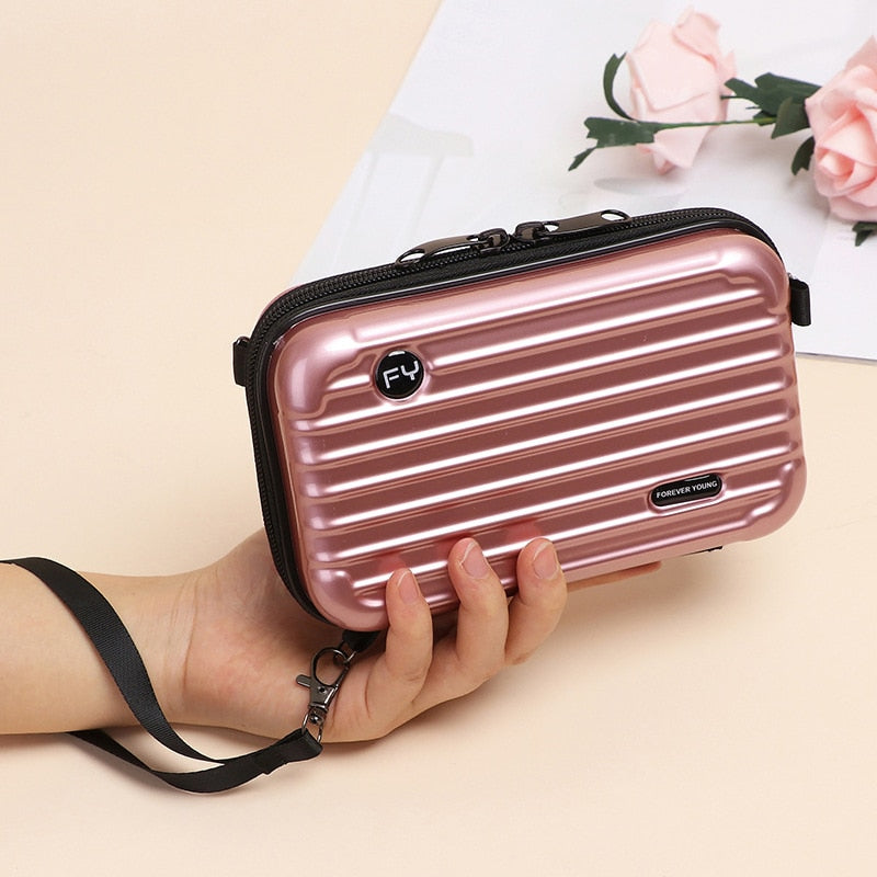 Luxury Hand bags for Women 2019 New Suitcase Shape Totes Fashion letter pattern Famous Brand Clutch Bag ABS plastic Shoulder bag