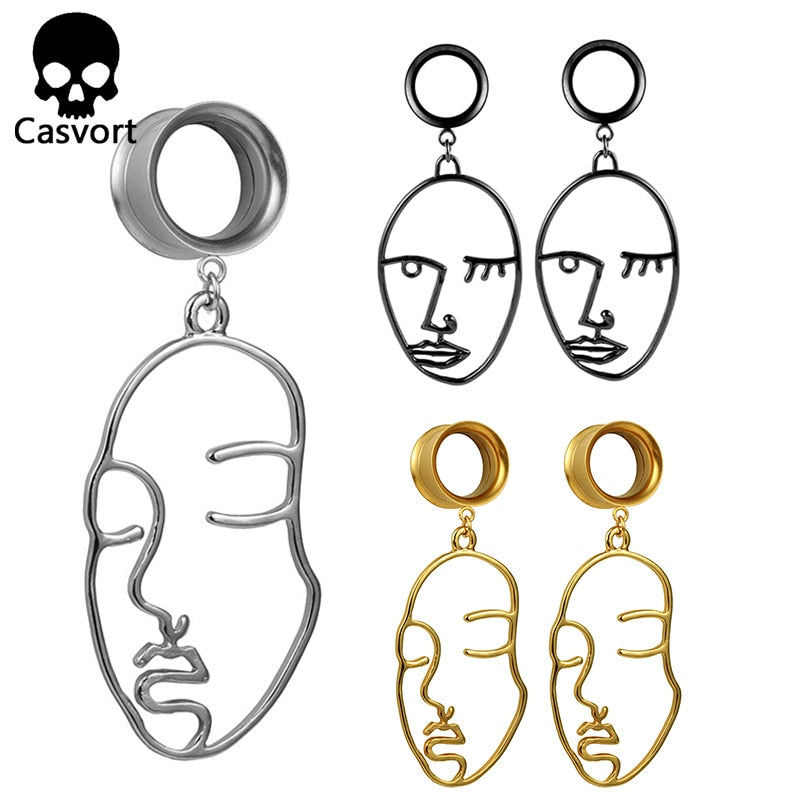 Casvort Body Piercing Jewelry Ear Gauges Plugs Tunnels Stainless Steel Face Dangle Earrings Expander Fashion Jewelry For Gift