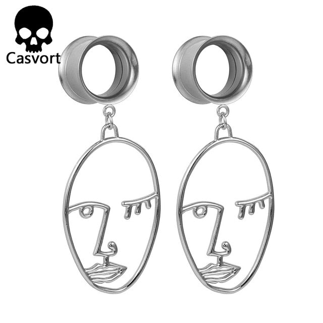 Casvort Body Piercing Jewelry Ear Gauges Plugs Tunnels Stainless Steel Face Dangle Earrings Expander Fashion Jewelry For Gift