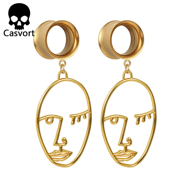 Casvort Body Piercing Jewelry Ear Gauges Plugs Tunnels Stainless Steel Face Dangle Earrings Expander Fashion Jewelry For Gift