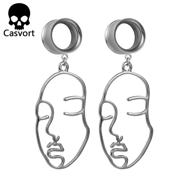 Casvort Body Piercing Jewelry Ear Gauges Plugs Tunnels Stainless Steel Face Dangle Earrings Expander Fashion Jewelry For Gift