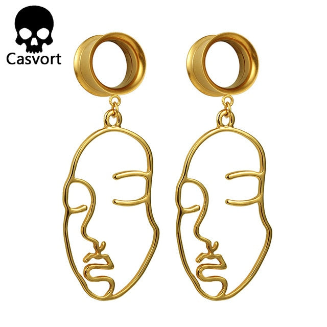Casvort Body Piercing Jewelry Ear Gauges Plugs Tunnels Stainless Steel Face Dangle Earrings Expander Fashion Jewelry For Gift