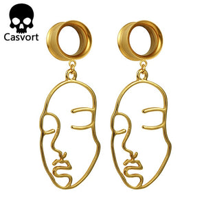 Casvort Body Piercing Jewelry Ear Gauges Plugs Tunnels Stainless Steel Face Dangle Earrings Expander Fashion Jewelry For Gift