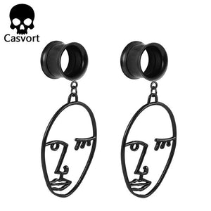 Casvort Body Piercing Jewelry Ear Gauges Plugs Tunnels Stainless Steel Face Dangle Earrings Expander Fashion Jewelry For Gift
