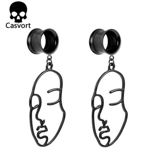 Casvort Body Piercing Jewelry Ear Gauges Plugs Tunnels Stainless Steel Face Dangle Earrings Expander Fashion Jewelry For Gift