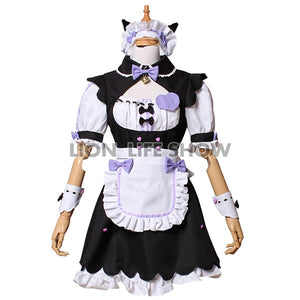 Womens NEKOPARA Chocola Vanilla Maid Cosplay Costume Sexy Cute Dress Full Set