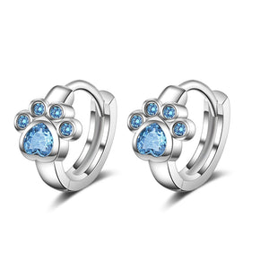 New Arrival blue cz Short Cat claw Footprint stud Earrings for Women Girl 925 Sterling Silver wedding Jewelry Gift Pendientes