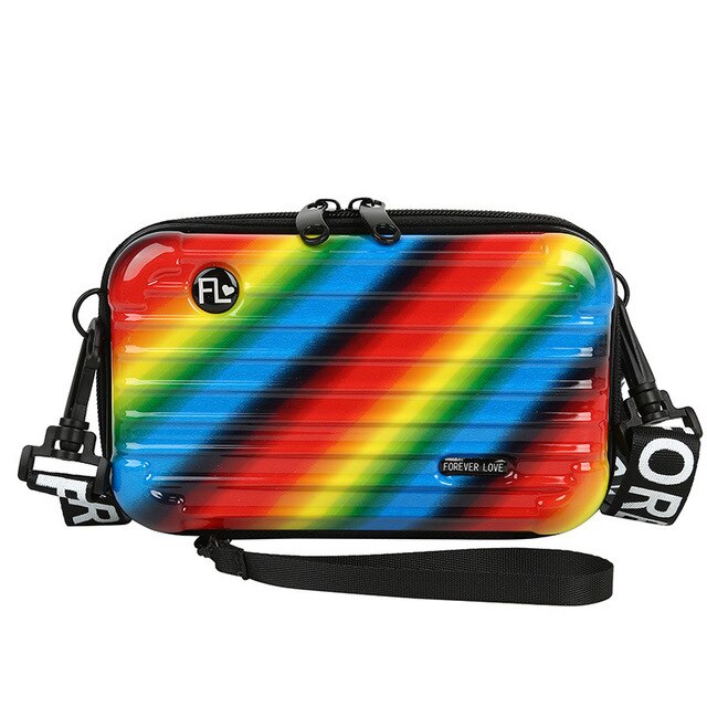 New Cartoon Rainbow pattern Luxury Hand Bags for Women Mini Box Shape Fashion Designer Clutch Bag Female Handbag Shoulder Bags