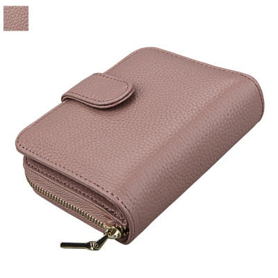 Women Wallets Metal Zipper Small Wallet Short Credit Card Holder Genuine Leather Coin Purse Cowhide Luxury Purses Female
