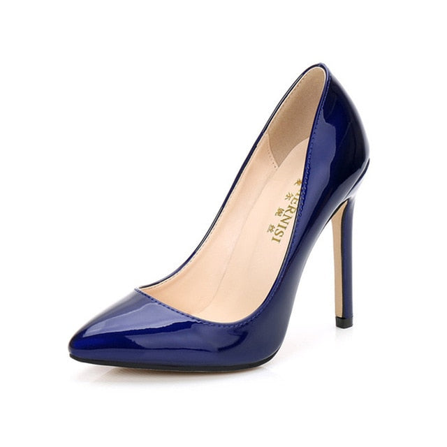 Big Size 35-43 44 45 46 Women Pumps Brand Wedding High Heels Sexy Patent Leather Pointed Toe Stiletto Ladies Party Dress Shoes