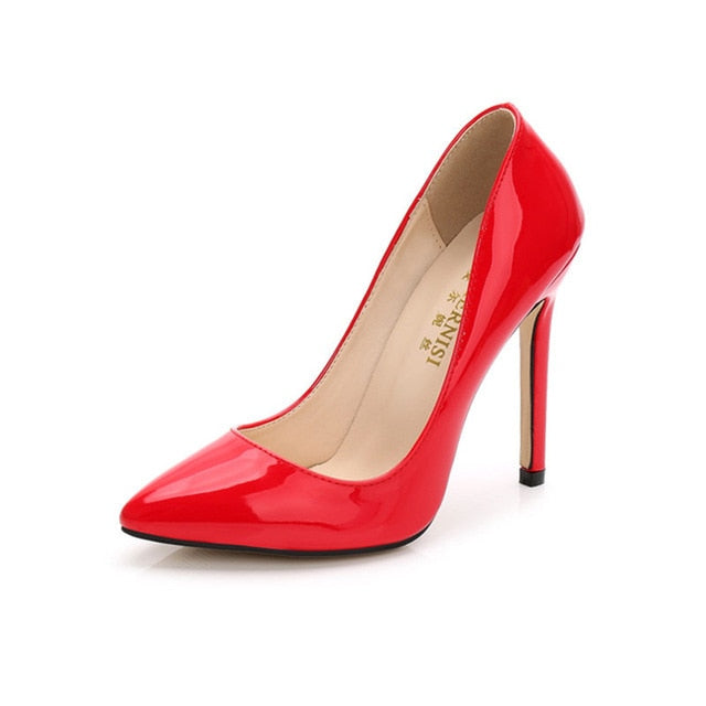 Big Size 35-43 44 45 46 Women Pumps Brand Wedding High Heels Sexy Patent Leather Pointed Toe Stiletto Ladies Party Dress Shoes