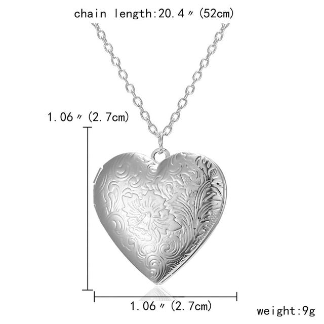Silver Color Love Heart Locket Pendants for Women Men Openable Photo Frame Glossy Family Pet Picture Necklace Family Love Gift