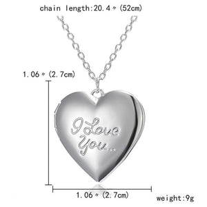 Silver Color Love Heart Locket Pendants for Women Men Openable Photo Frame Glossy Family Pet Picture Necklace Family Love Gift
