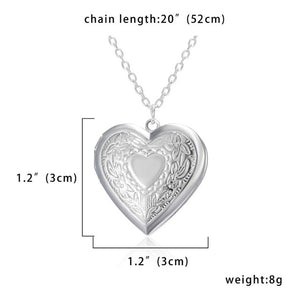 Silver Color Love Heart Locket Pendants for Women Men Openable Photo Frame Glossy Family Pet Picture Necklace Family Love Gift