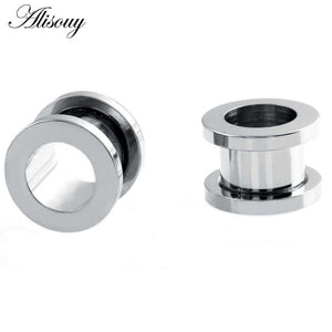1pc Stainless Steel Ear Plugs Tunnels Piercings Rose Gold Screwed Earring Expander Earlet Gauges Body Piercings Jewelry 2mm-25mm