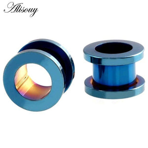 1pc Stainless Steel Ear Plugs Tunnels Piercings Rose Gold Screwed Earring Expander Earlet Gauges Body Piercings Jewelry 2mm-25mm