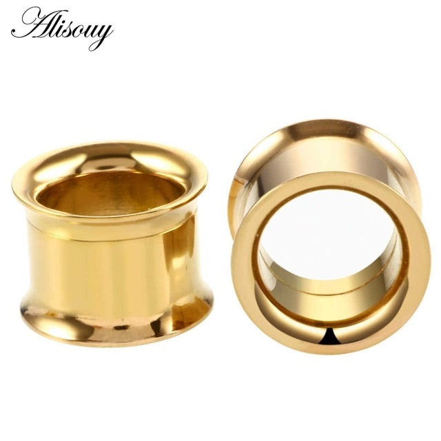 1pc Stainless Steel Ear Plugs Tunnels Piercings Rose Gold Screwed Earring Expander Earlet Gauges Body Piercings Jewelry 2mm-25mm