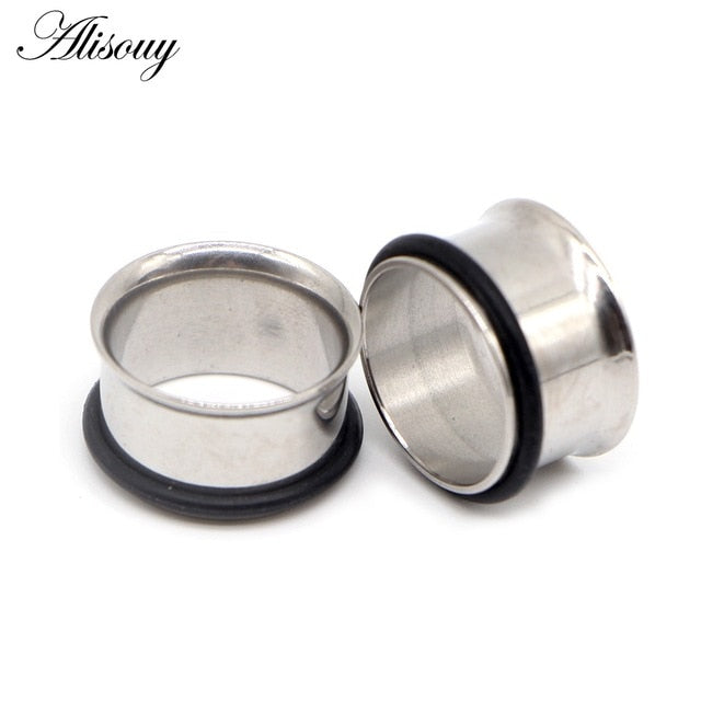 1pc Stainless Steel Ear Plugs Tunnels Piercings Rose Gold Screwed Earring Expander Earlet Gauges Body Piercings Jewelry 2mm-25mm