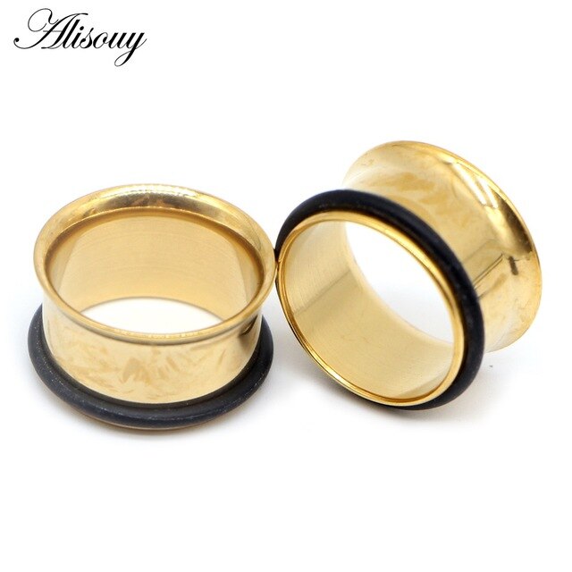 1pc Stainless Steel Ear Plugs Tunnels Piercings Rose Gold Screwed Earring Expander Earlet Gauges Body Piercings Jewelry 2mm-25mm