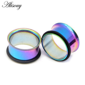 1pc Stainless Steel Ear Plugs Tunnels Piercings Rose Gold Screwed Earring Expander Earlet Gauges Body Piercings Jewelry 2mm-25mm