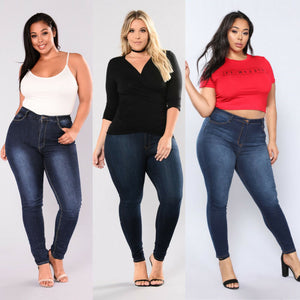 2020 Newest Hot Overweight Women's Plus Size Stretch Denim Skinny Jeans Pencil Pants Plump Female High Waist Trousers Jeans