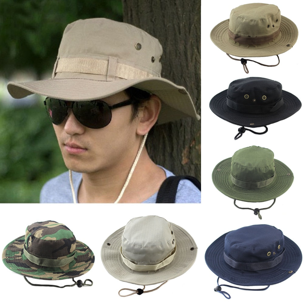 Summer Camo Fisherman Casual Bucket Camping Hiking Travel fishing mountaineering sombrero sunshade Bonnie hat For women men