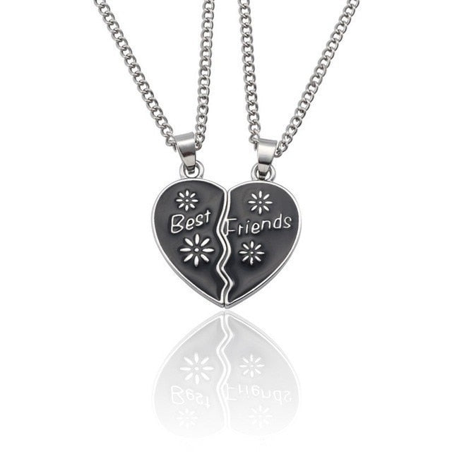 Best Friend Necklace Women Crystal Heart Tai Chi Crown Best Friends Forever Necklaces Pendants Friendship BFF Jewelry Collier