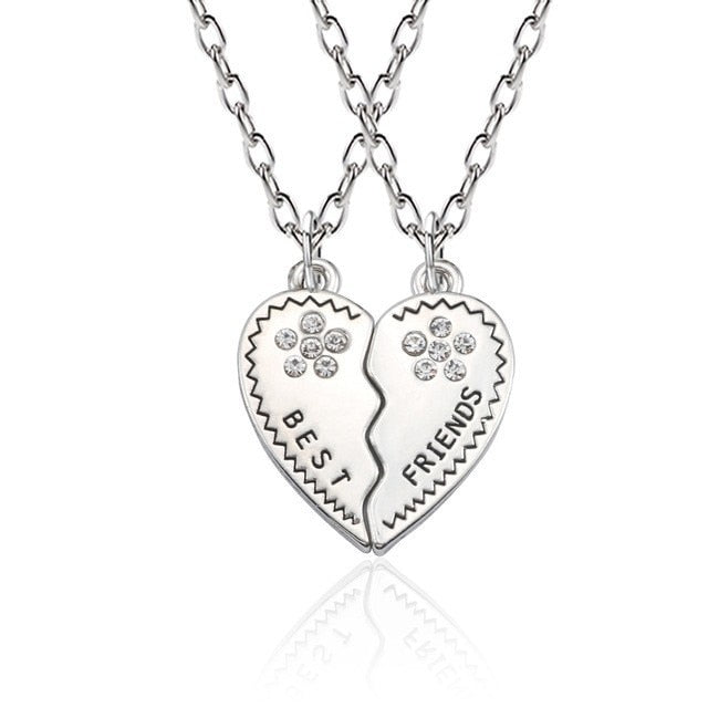 Best Friend Necklace Women Crystal Heart Tai Chi Crown Best Friends Forever Necklaces Pendants Friendship BFF Jewelry Collier