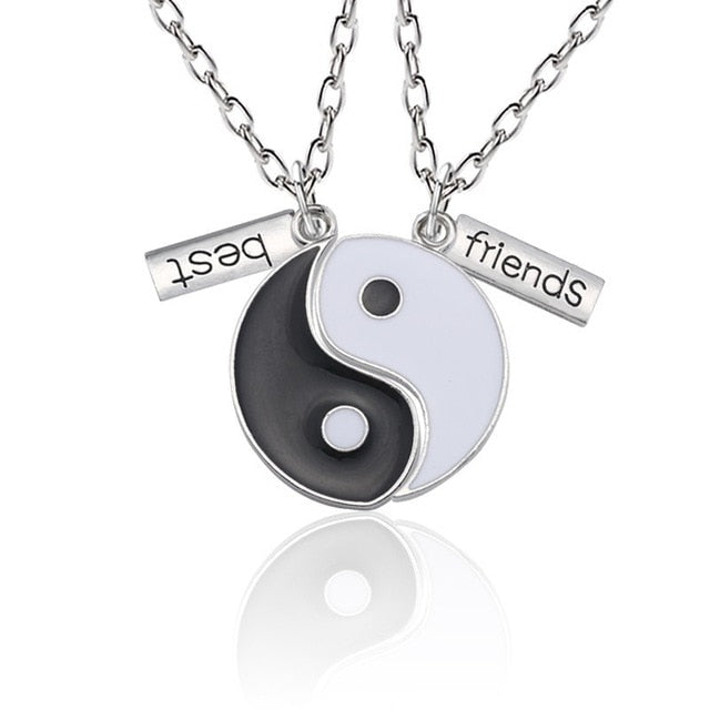 Best Friend Necklace Women Crystal Heart Tai Chi Crown Best Friends Forever Necklaces Pendants Friendship BFF Jewelry Collier
