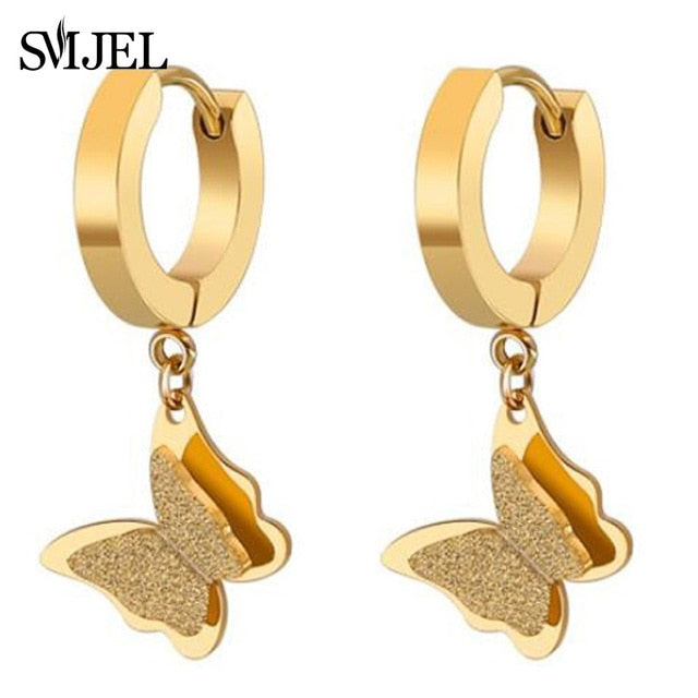 SMJEL Stainless Steel Butterfly Necklaces for Women Cute Animal Pendants Choker Girls Kids Fashion Jewelry Gift boucle d'oreille