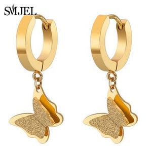 SMJEL Stainless Steel Butterfly Necklaces for Women Cute Animal Pendants Choker Girls Kids Fashion Jewelry Gift boucle d'oreille