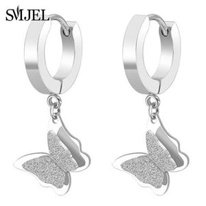 SMJEL Stainless Steel Butterfly Necklaces for Women Cute Animal Pendants Choker Girls Kids Fashion Jewelry Gift boucle d'oreille