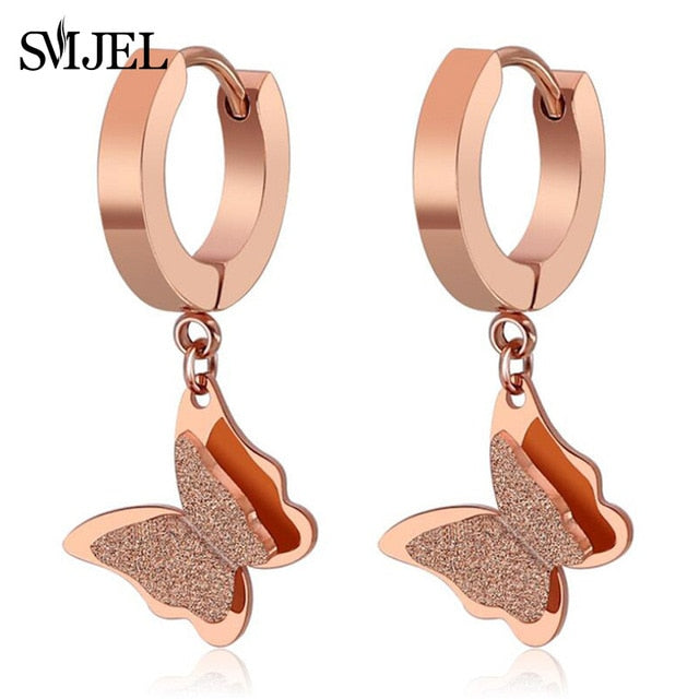 SMJEL Stainless Steel Butterfly Necklaces for Women Cute Animal Pendants Choker Girls Kids Fashion Jewelry Gift boucle d'oreille