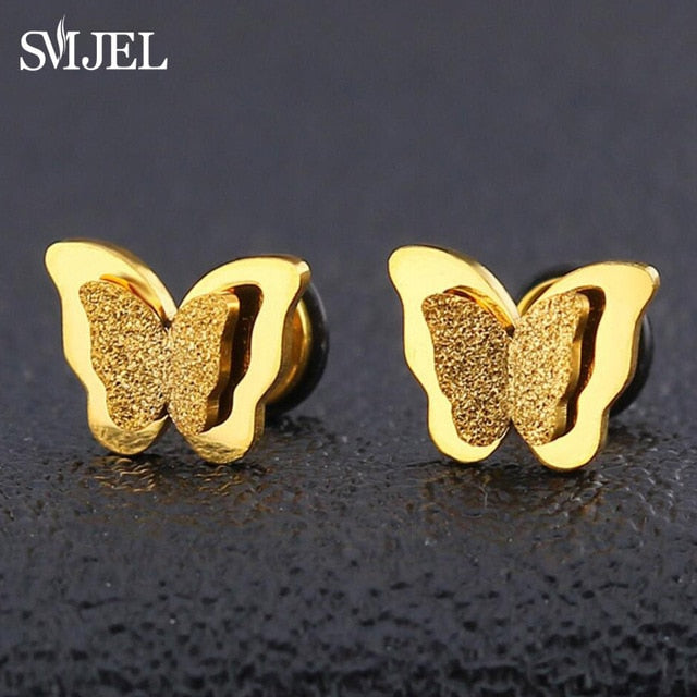 SMJEL Stainless Steel Butterfly Necklaces for Women Cute Animal Pendants Choker Girls Kids Fashion Jewelry Gift boucle d'oreille