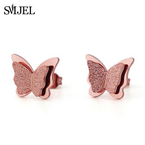 SMJEL Stainless Steel Butterfly Necklaces for Women Cute Animal Pendants Choker Girls Kids Fashion Jewelry Gift boucle d'oreille