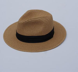 SUOGRY Brand Straw Hats For Women Panama Hat Beige White Mens Beach Casual Wide Brimmed Summer Hawaiian Fashion Sun Hat